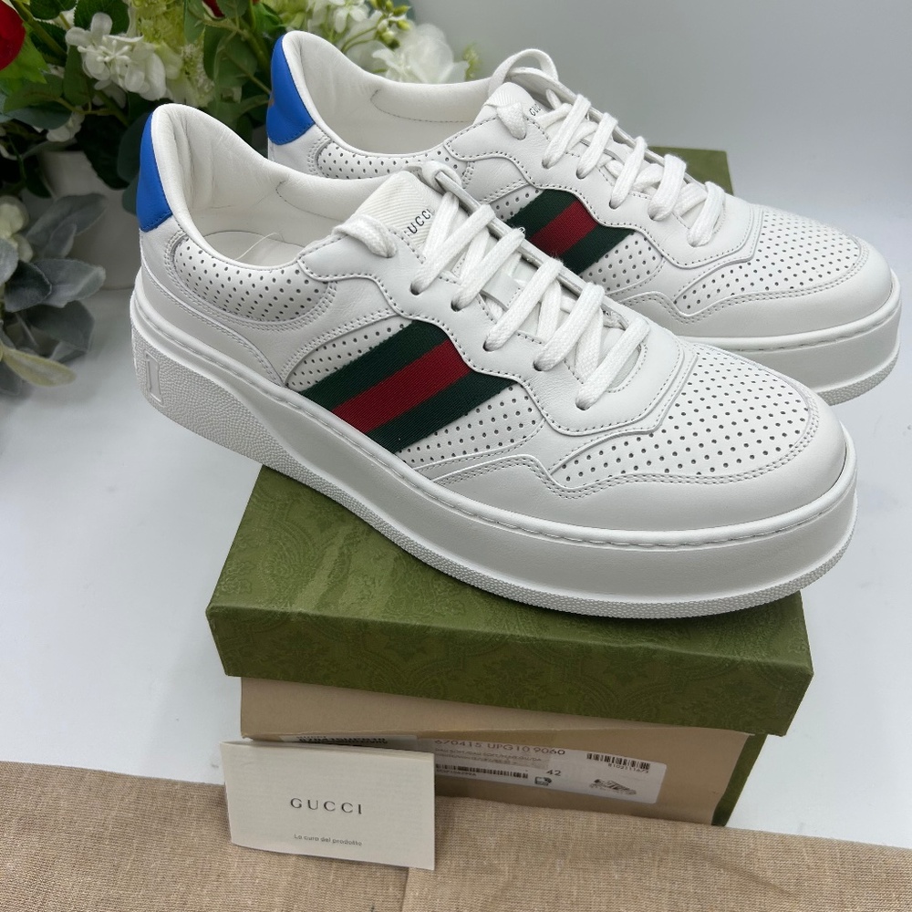 Women’s Gucci chunky web sneakers size 42 fits 11 US made in Italy
